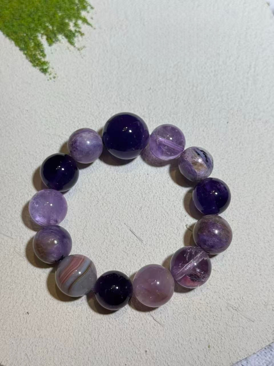 Purple Amethyst Mix Beaded Bracelet – Natural Stone Stretch Bracelet