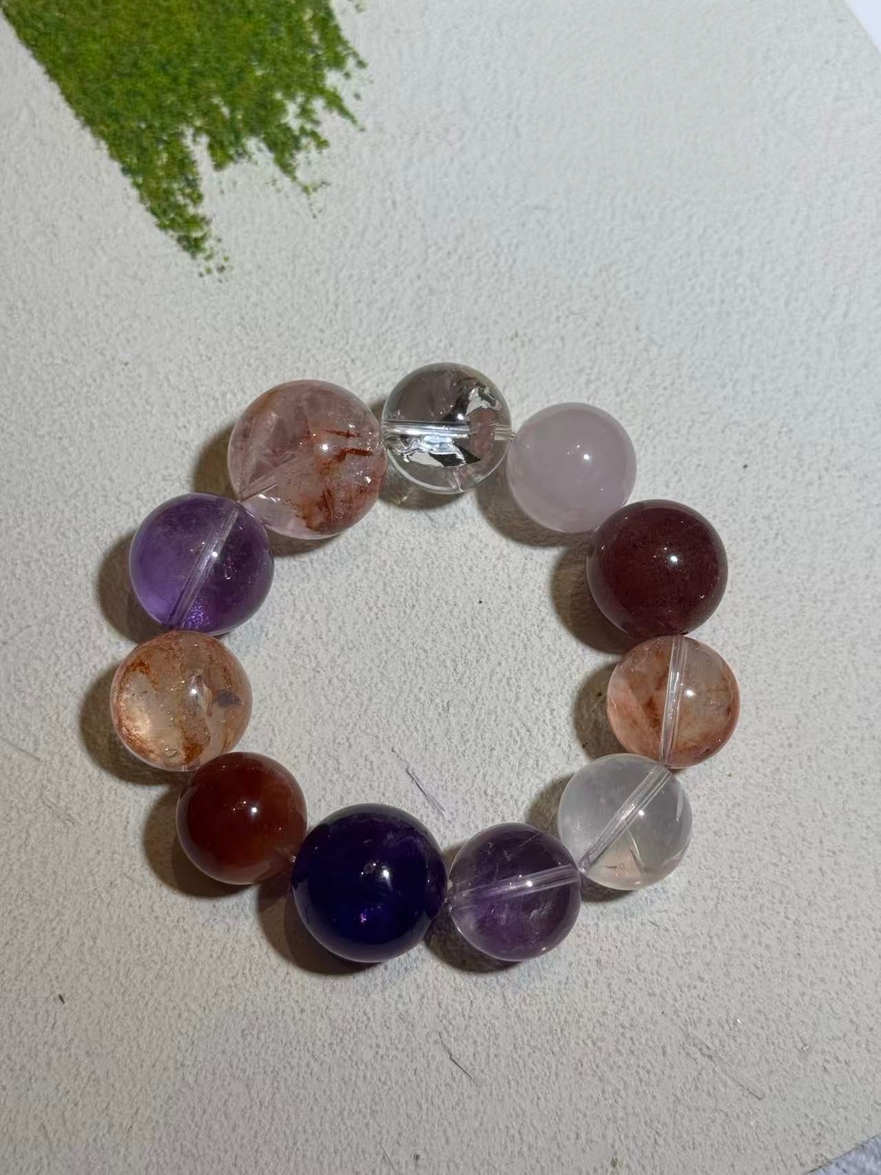 Mixed Natural Crystal Beaded Bracelet – High Weight Statement Stretch Bracelet