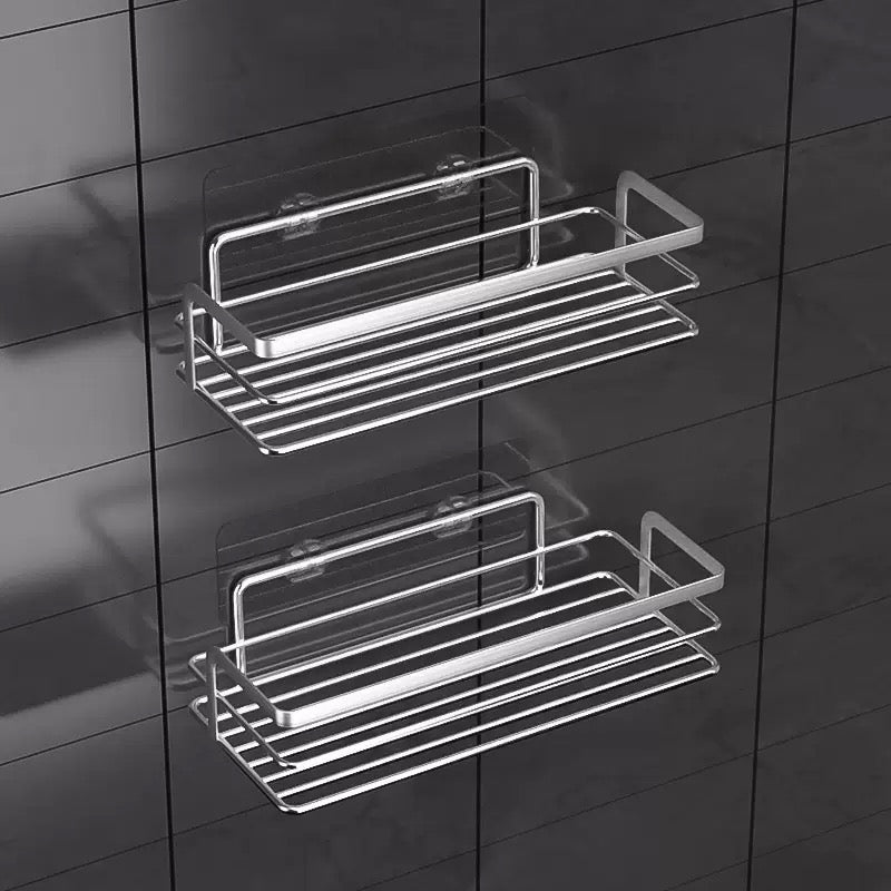 Professional Stainless‑Steel Wall‑Mounted No‑Drill Storage Shelf, Drainage Organizer Rack for Bathroom & Kitchen