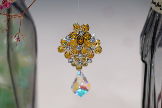 Handmade Crystal Flower Beaded Bag Charm | Elegant Jewelry Accessory | Multiple Styles Available
