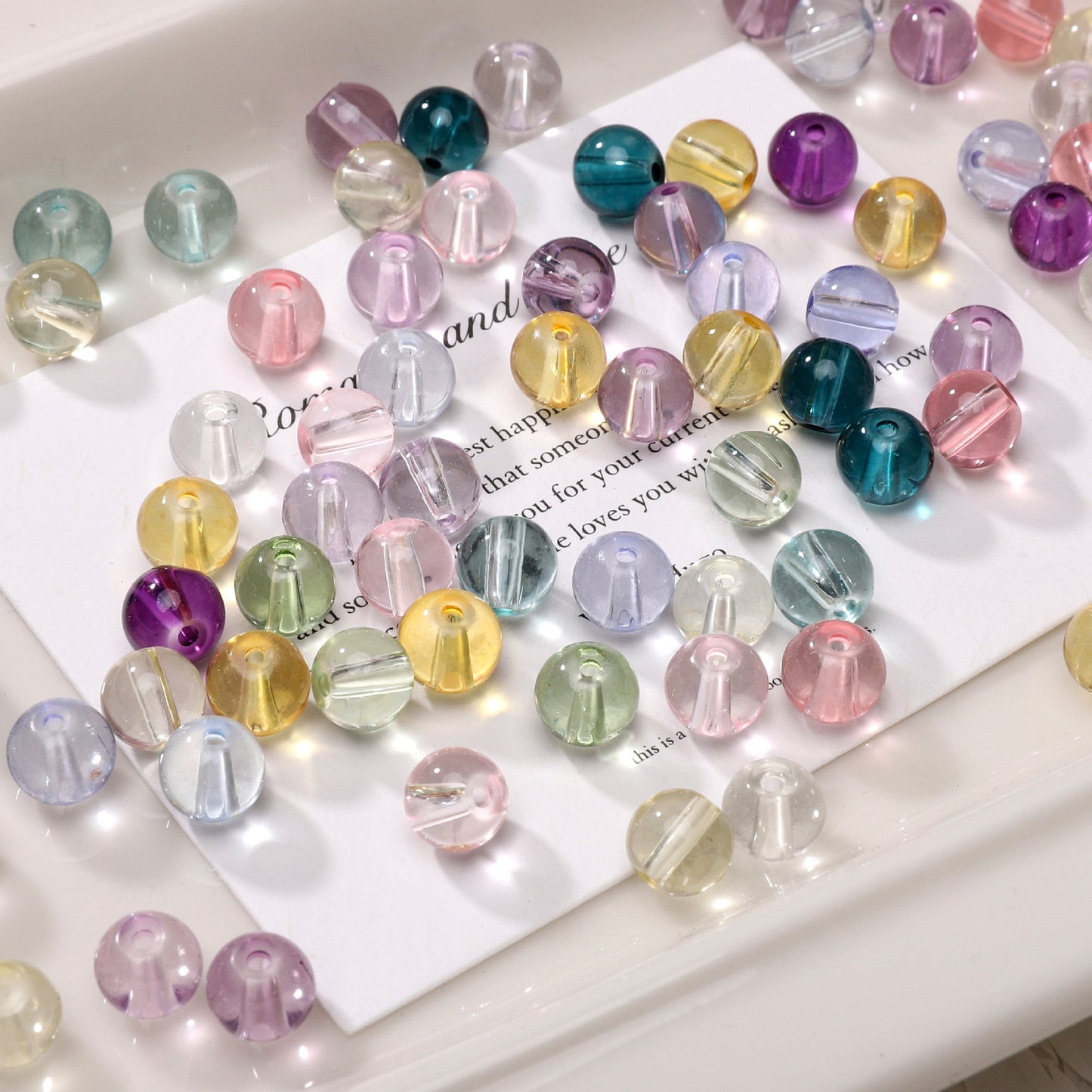 8mm 10mm Clear Glass Round Loose Beads, Transparent Spacer Beads, Handmade DIY Accessories for Bracelets Necklaces Jewelry Making