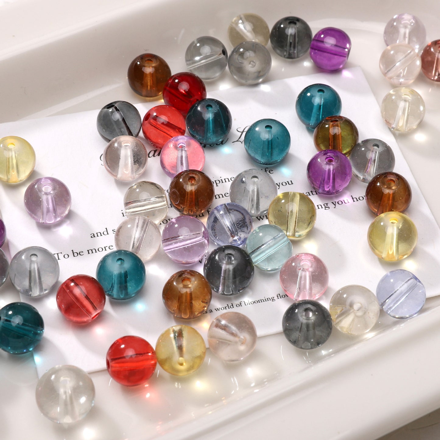 8mm 10mm Clear Glass Round Loose Beads, Transparent Spacer Beads, Handmade DIY Accessories for Bracelets Necklaces Jewelry Making
