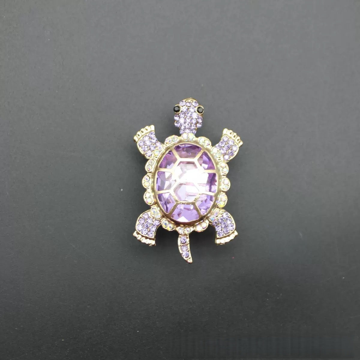 New Turtle Charm Bead with Large Cubic Zirconia – Crystal Inlaid Straight Hole Bead for DIY Phone Charms