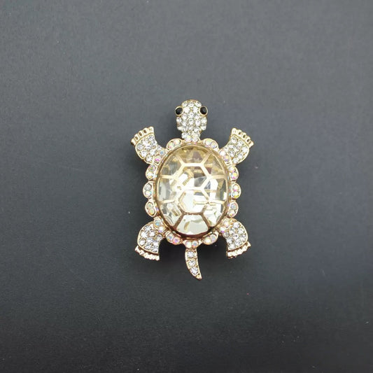 New Turtle Charm Bead with Large Cubic Zirconia – Crystal Inlaid Straight Hole Bead for DIY Phone Charms