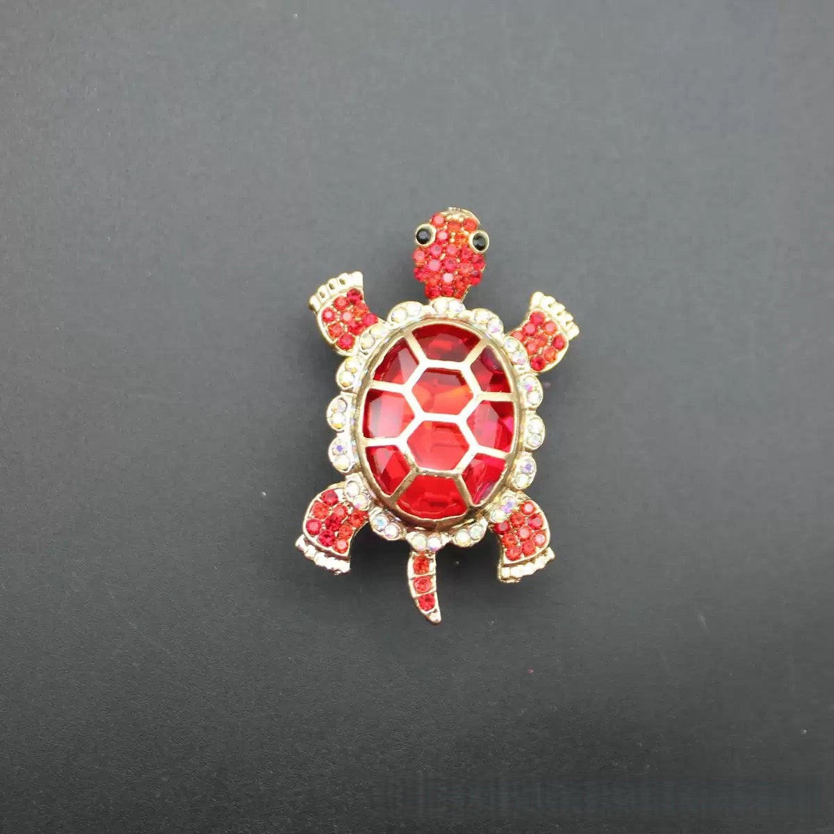 New Turtle Charm Bead with Large Cubic Zirconia – Crystal Inlaid Straight Hole Bead for DIY Phone Charms