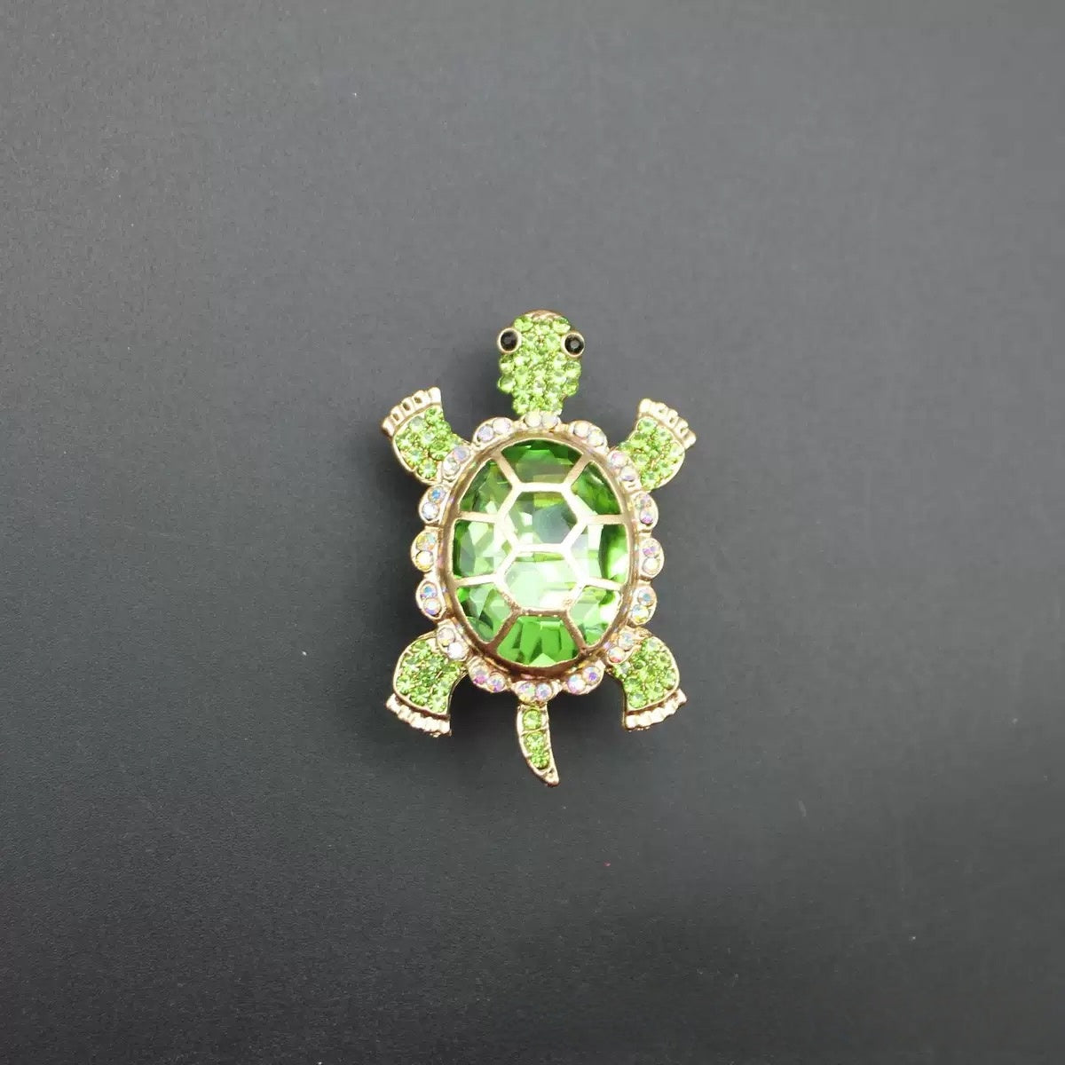 New Turtle Charm Bead with Large Cubic Zirconia – Crystal Inlaid Straight Hole Bead for DIY Phone Charms
