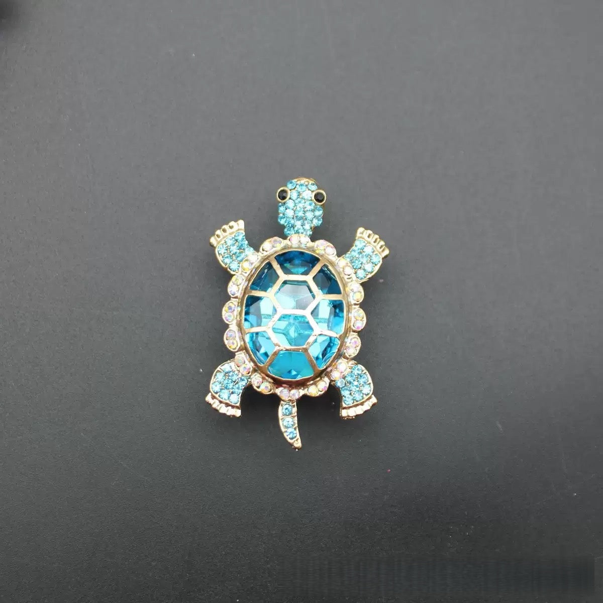 New Turtle Charm Bead with Large Cubic Zirconia – Crystal Inlaid Straight Hole Bead for DIY Phone Charms