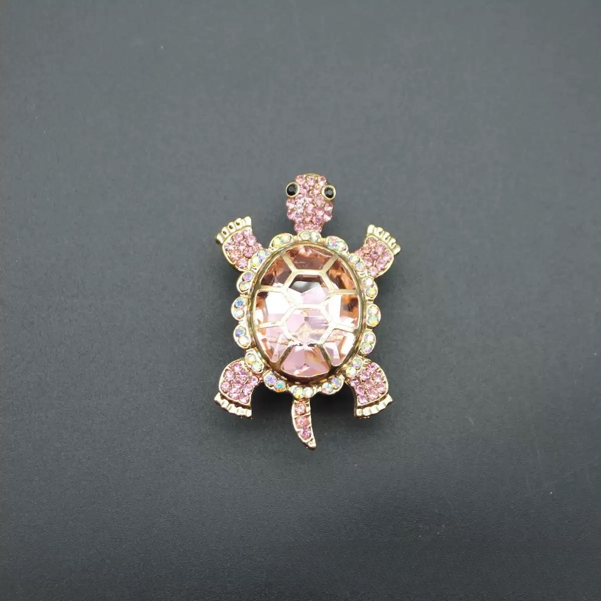 New Turtle Charm Bead with Large Cubic Zirconia – Crystal Inlaid Straight Hole Bead for DIY Phone Charms