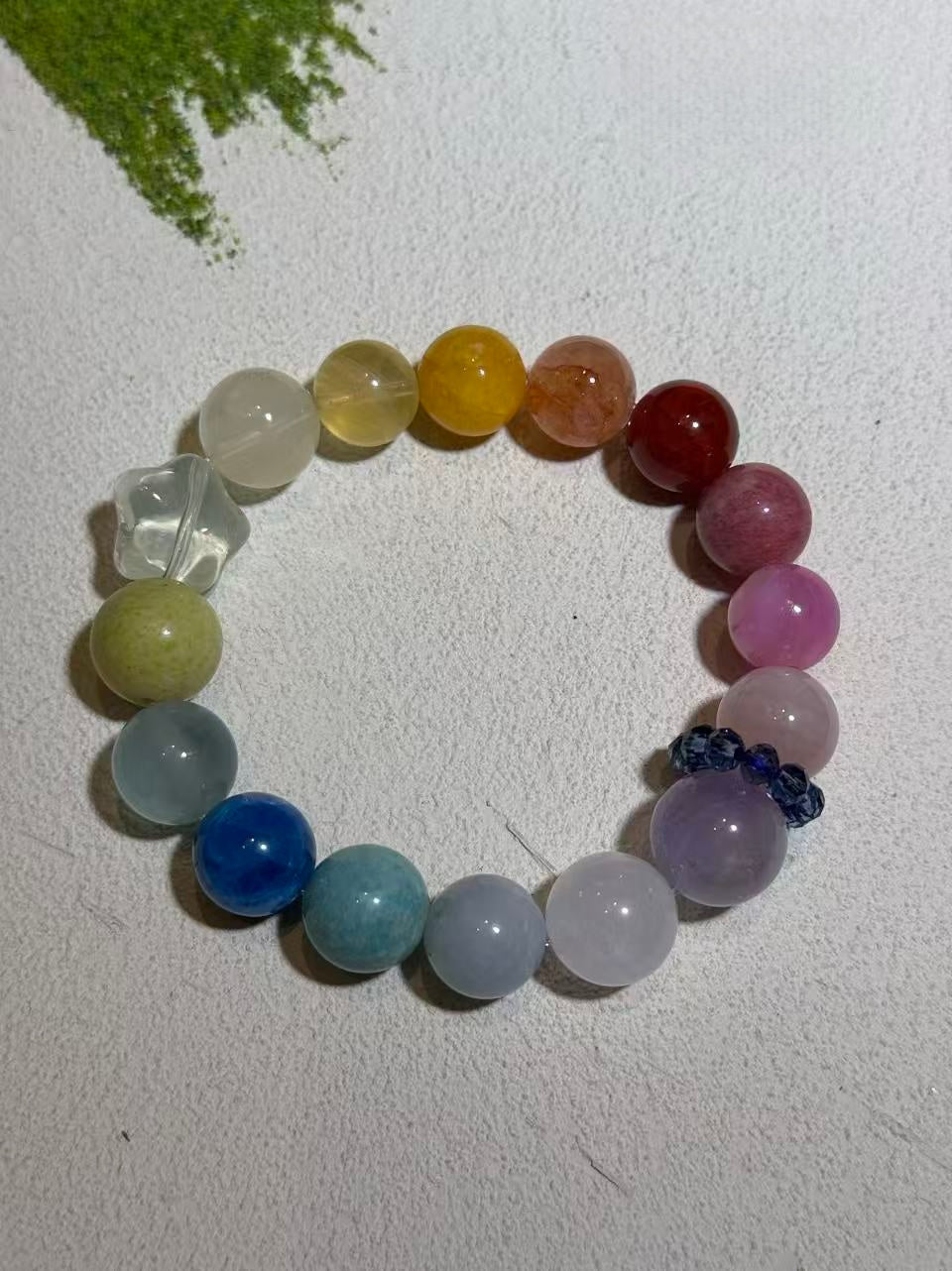 Multicolor Natural Stone Beaded Bracelet – Rainbow Crystal Stretch Bracelet