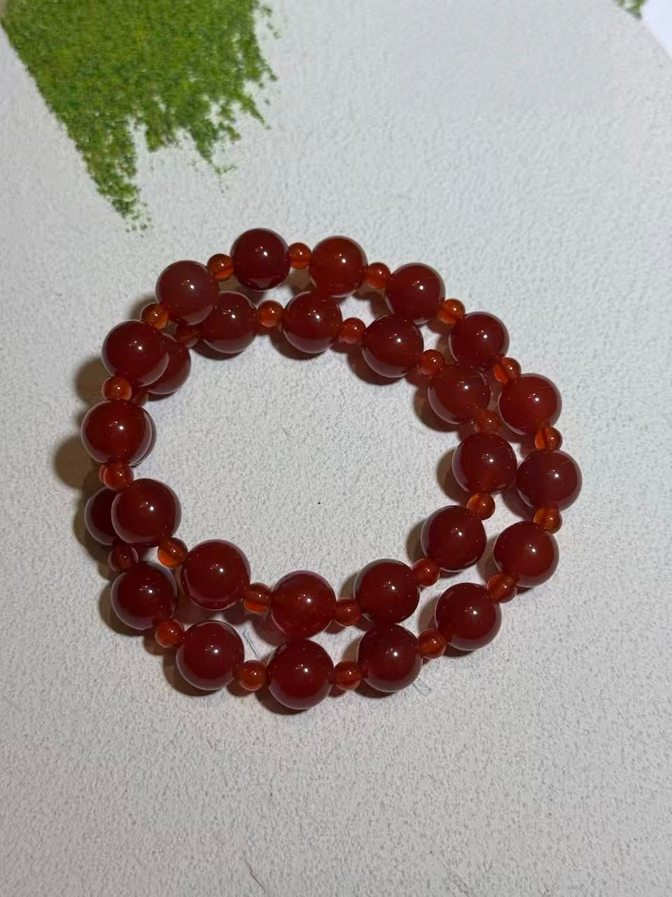 Red Agate Double-Layer Beaded Bracelet – Natural Stone Stretch Bracelet