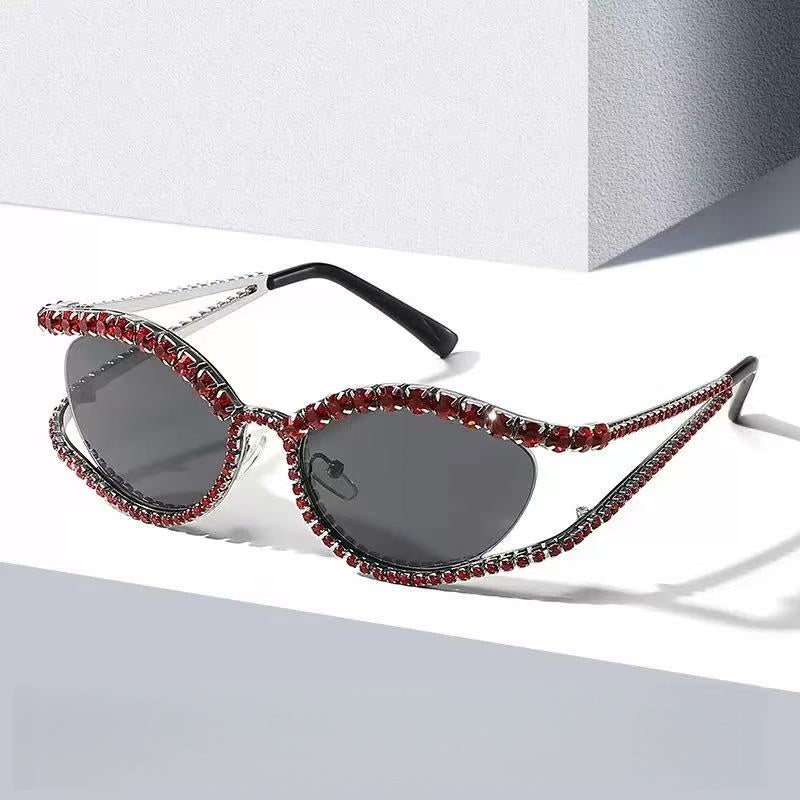 Luxury Rhinestone Oval Sunglasses – Crystal Embellished Fashion Sun Glasses