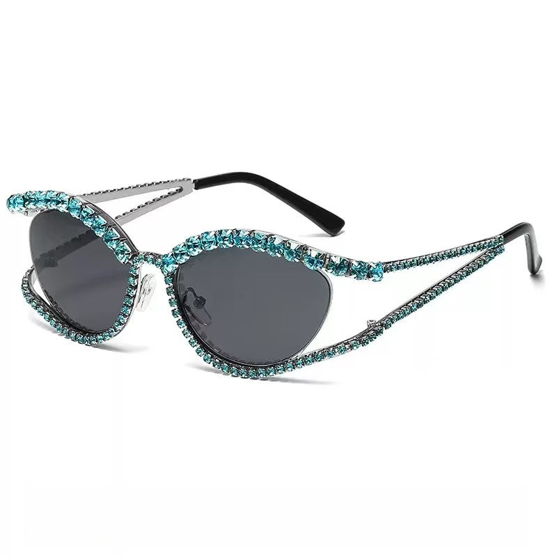 Luxury Rhinestone Oval Sunglasses – Crystal Embellished Fashion Sun Glasses