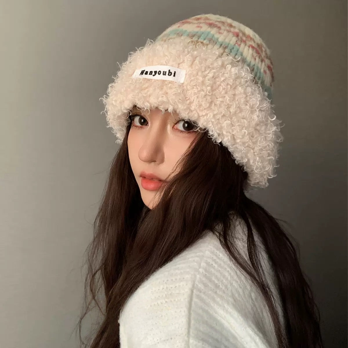 Vintage Fair Isle Knit Beanie with Fleece Cuff – Cozy Winter Wool Hat