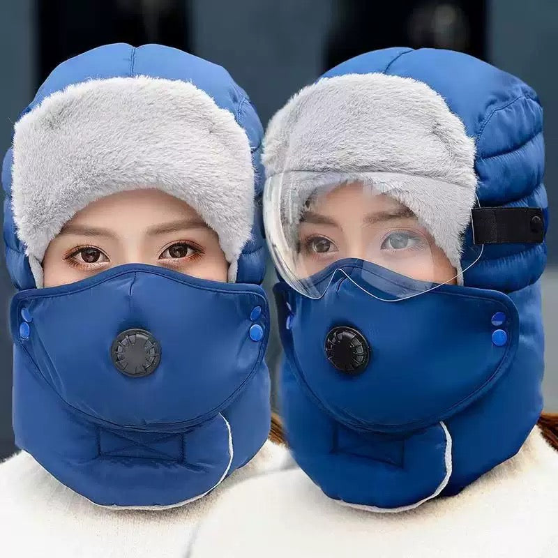 Winter Windproof Trapper Hat with Face Cover & Goggles – Thermal Outdoor Hat