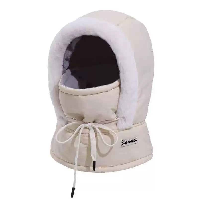 Thermal Winter Hood with Face Cover – Windproof Fleece Lined Cold Weather Hat