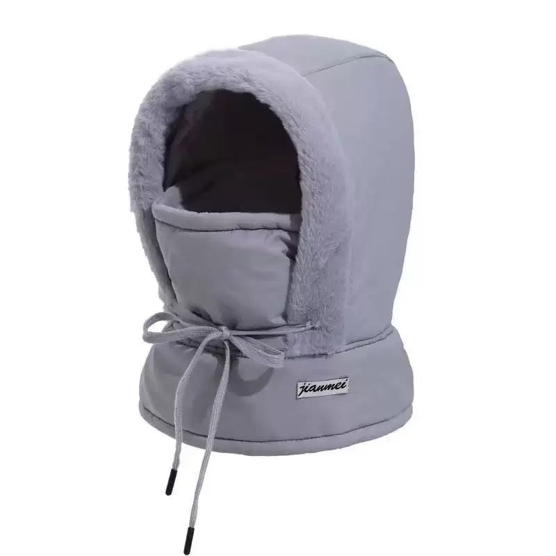 Thermal Winter Hood with Face Cover – Windproof Fleece Lined Cold Weather Hat