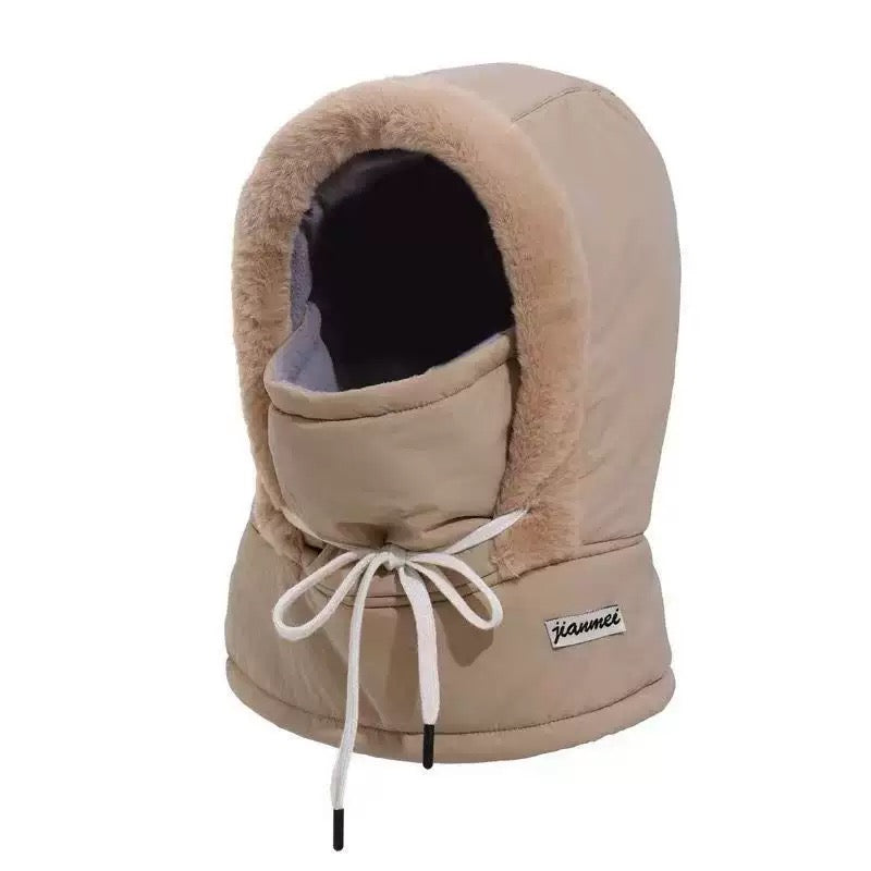 Thermal Winter Hood with Face Cover – Windproof Fleece Lined Cold Weather Hat