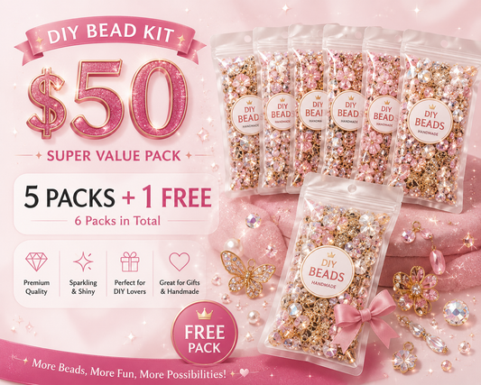 DIY Heavy Rhinestone Beads Bundle – 5 Packs + 1 FREE | Premium Sparkly Beads for Pens, Jewelry & Crafts