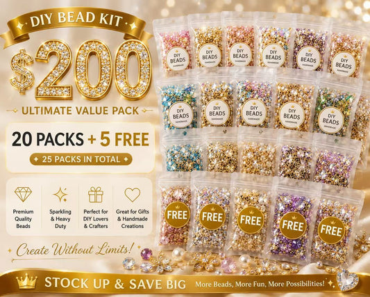 DIY Heavy Rhinestone Beads Bundle – 20 Packs + 5 FREE | Ultimate Value Pack for Pens, Jewelry & Crafts
