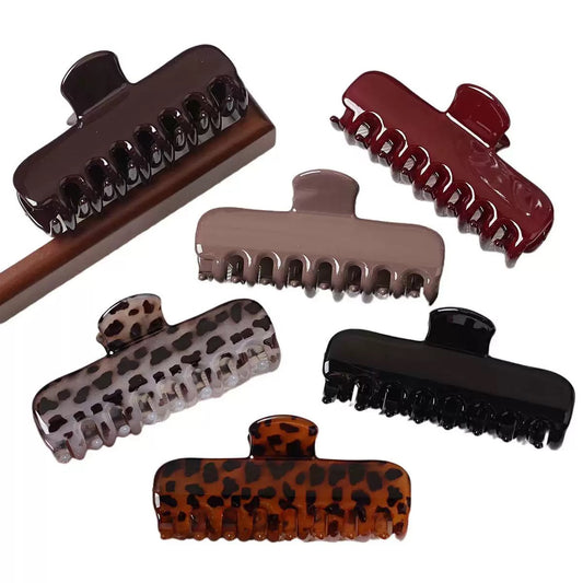New Korean Leopard Print Claw Clip, Luxury Shark Hair Clip for Women Back Head Bun Hairstyle