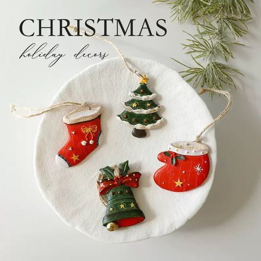 Vintage American‑Style Christmas Tree Hanging Ornaments, Retro Xmas Pendant Decor for Holiday Party Home Decoration
