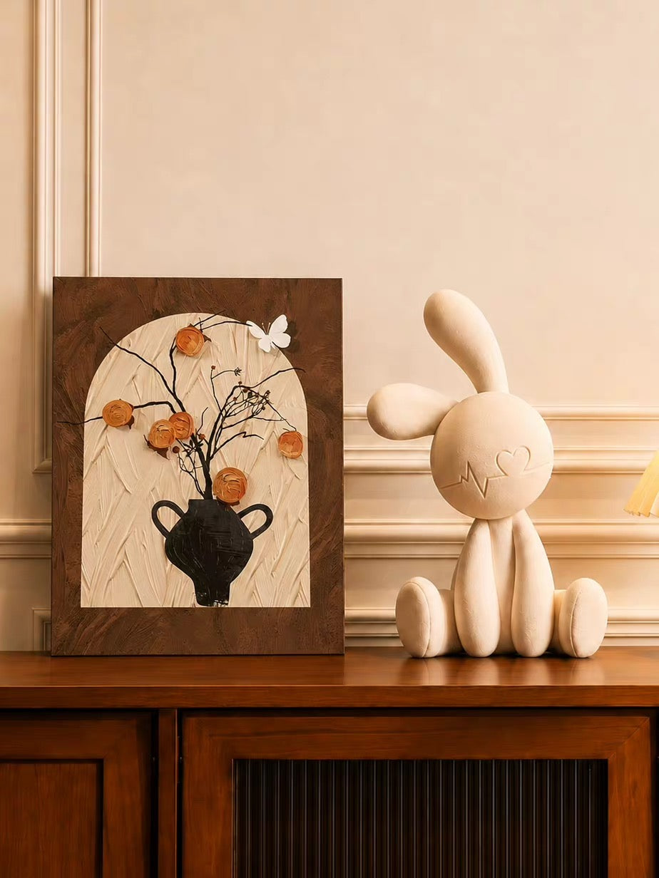 French Elegance Bunny Sculpture – Modern Decorative Rabbit Figurine