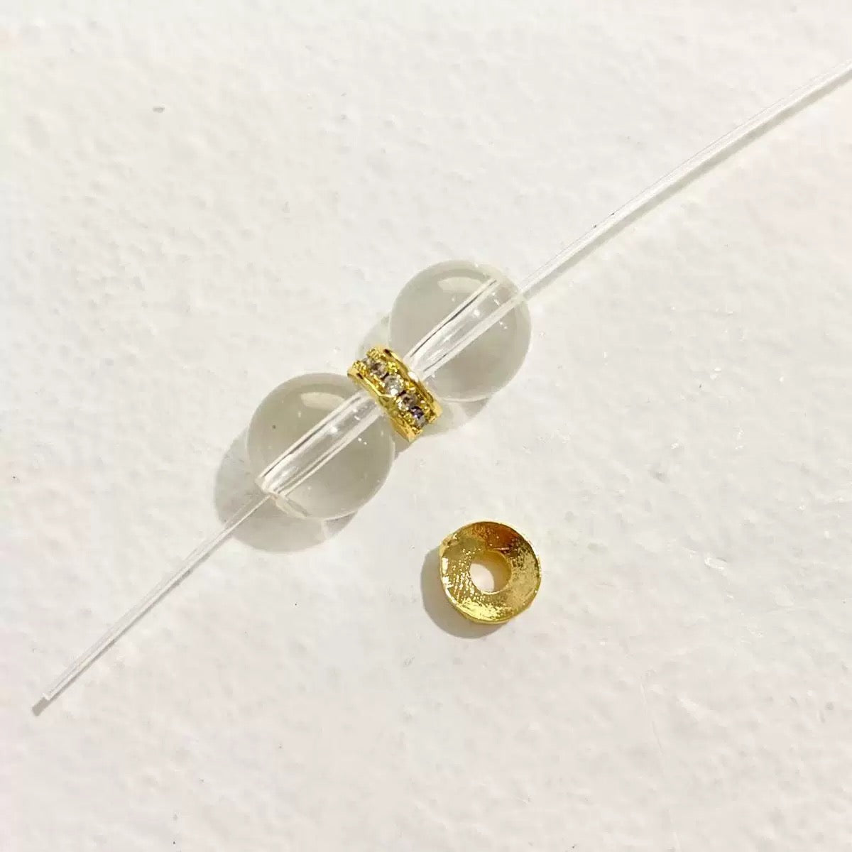14K Gold‑Plated Wheel Spacer Beads with Micro‑Paved Full‑Circle Zircon, High Color Retention Metal Spacers for DIY Crystal Bracelet Jewelry Making