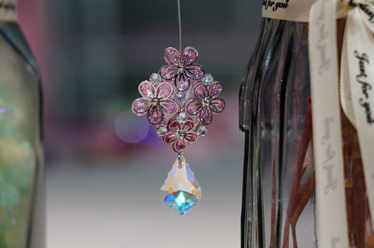 Handmade Crystal Flower Beaded Bag Charm | Elegant Jewelry Accessory | Multiple Styles Available