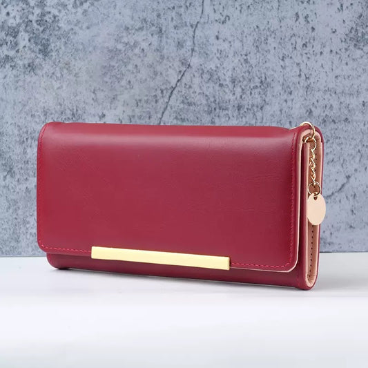 Women Versatile Long Wallet, Japanese‑Korean Style Solid Color Simple Bi‑Fold Purse, Multi‑Card Slots Clutch Coin Card Holder