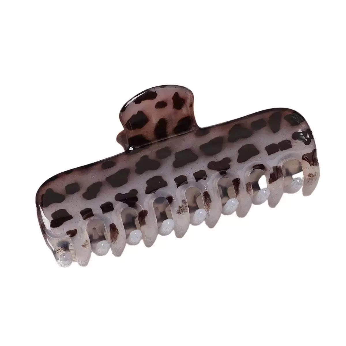 New Korean Leopard Print Claw Clip, Luxury Shark Hair Clip for Women Back Head Bun Hairstyle