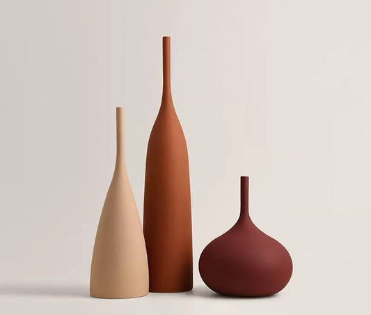 Retro Brushed Morandi Ceramic Vase, Nordic Style Home Ornament for Living Room Decor