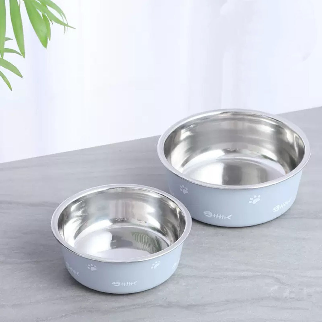 Nordic‑Style Stainless Steel Dog Bowl, New Double‑Layer Thickened Pet Feeding Bowl with Strong Suction Non‑Slip Base, Pet Food Water Bowl for Cats Dogs