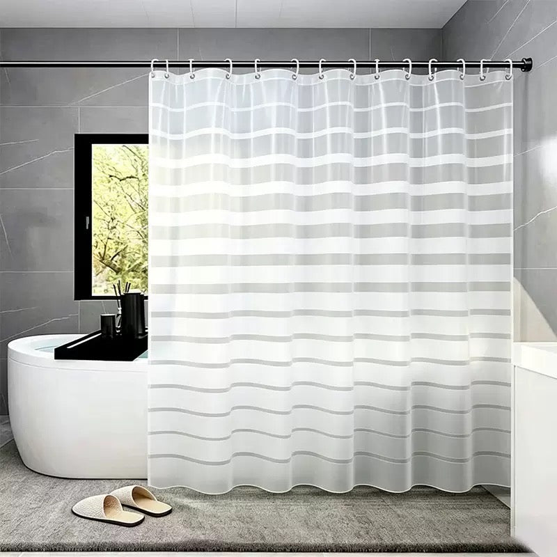 Hot Sale PEVA Waterproof Shower Curtain, Modern Minimalist Uneven Stripe Shower Divider Curtain, Custom Supported